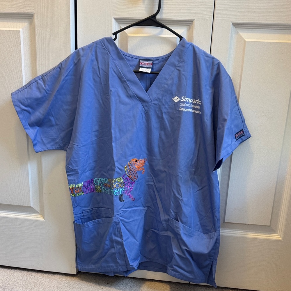 Cherokee Blue Graphic Simparica Scrub Top
